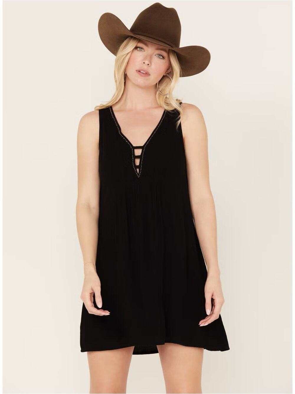 Idyllwind Black Sleeveless V-Neck Mini Dress